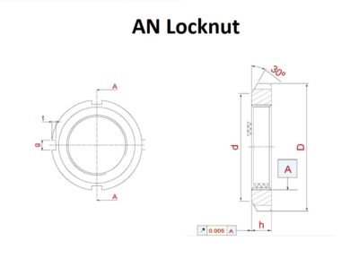 AN Locknut Technical Drawing