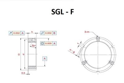 SGL - F Locknut Technical Drawing