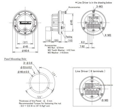 Panel Mounted Manual Pulse Generator MPG RE47 Drawing